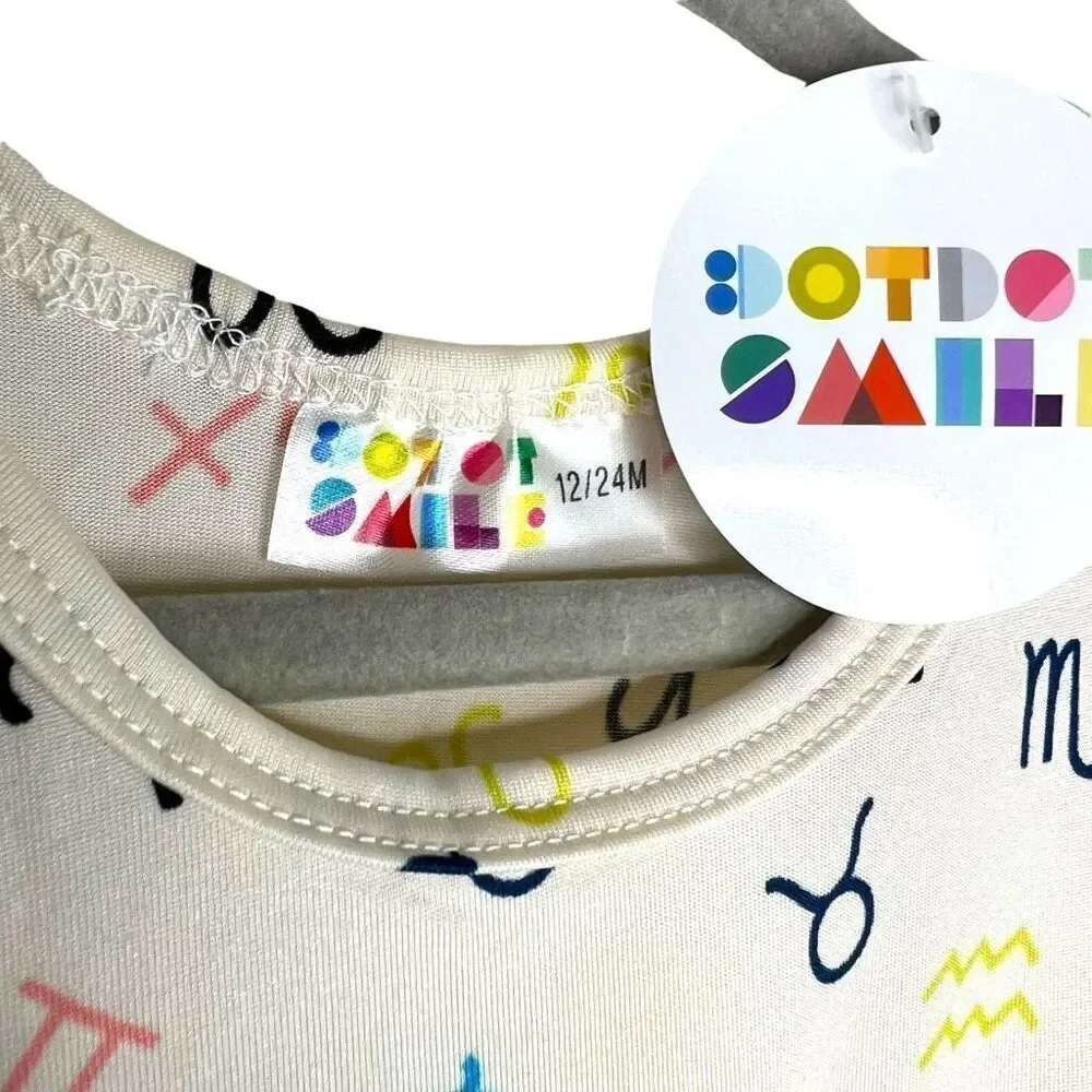 NEW Dot Dot Smile Zodiac White Cap Sleeve Dress 12-24M